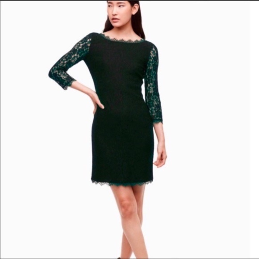 Aritzia Babaton Hunter Green Rafael Lace Dress 0